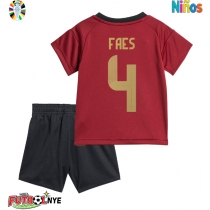 Camiseta Bélgica Wout Faes #4 Primera Equipación para niños Eurocopa 2024 manga corta (+ pantalones cortos)